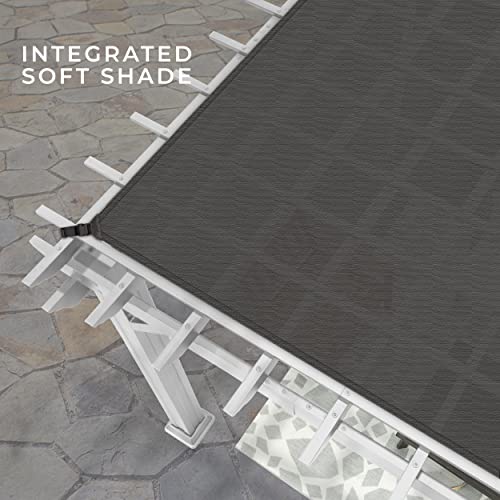 Backyard Discovery Hawthorne 14' x 10' Galvanized Steel Pergola Kit with Shade Sail Canopy White