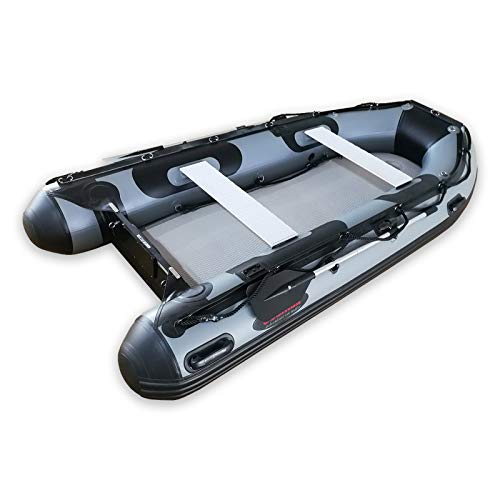 Seamax Recreational Inflatable Boat 10.8 Feet Dark Grey with High Pressure Airmat for 4 Passengers