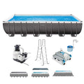 Intex Ultra XTR Rectangular Pool Set with Pump, Vacuum Cleaner & Skimmer Gray