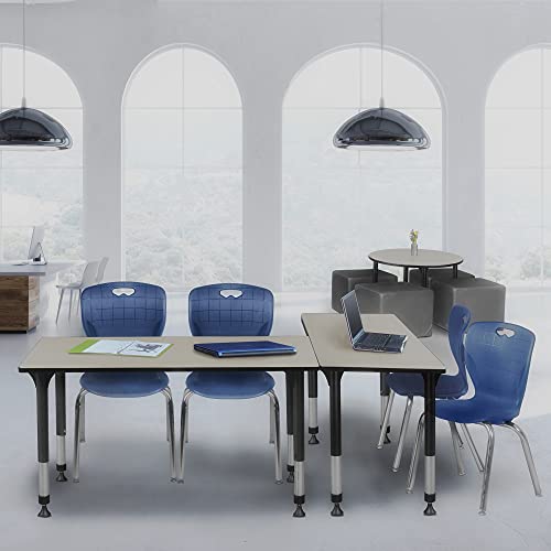 Regency Kee Height Adjustable Classroom Table Set with 18" Andy Chairs Maple/Navy
