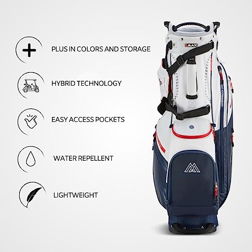 Big Max Dri Lite Hybrid Plus 14 Way Divider Golf Stand Bag White Navy Red