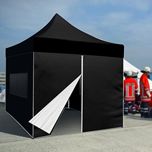 BANNER BUZZ 10x10 Pop Up Canopy Tent with Sidewalls and Mesh Windows Black