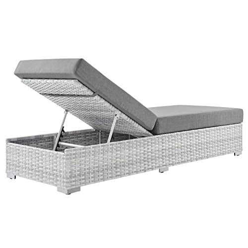 Modway Convene Wicker Rattan Outdoor Patio Chaise Lounge Chair Light Gray