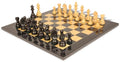 The Chess Store German Knight Staunton Chess Set Ebonized & Boxwood with Black & Ash Burl Board 3.75" King