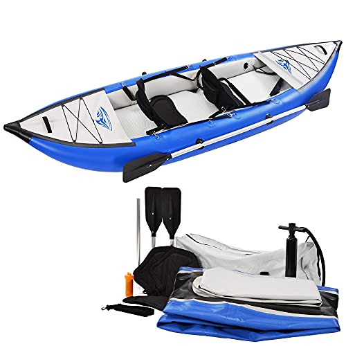 Loyaltaling Inflatable Whitewater Fishing Kayak Set Blue