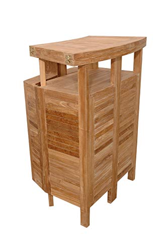 Windsor Teak Furniture 4pc Genuine Grade A Indonesian Teak Bar Set with Folding Bar and Chairs Teak