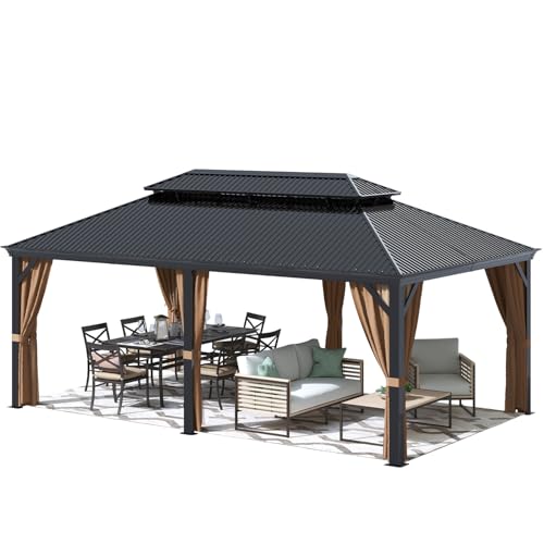 Greesum 12'x20' Hardtop Metal Gazebo Black