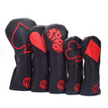 19th Hole Custom Shop Playing Card Applique Fairway Headcovers Suit Black