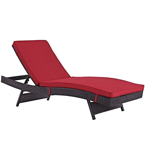 America Luxury - Outdoor Modern Contemporary Urban Design Rattan Patio Chaise Lounge Chair Set of 6 Red