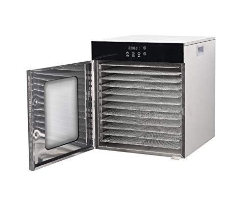 Kolice 12-Tier Commercial Food Dehydrator with Digital Control Silver