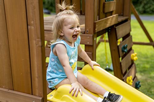 Swing-N-Slide Castlebrook Swing Set with Slides & Climbing Wall Wood