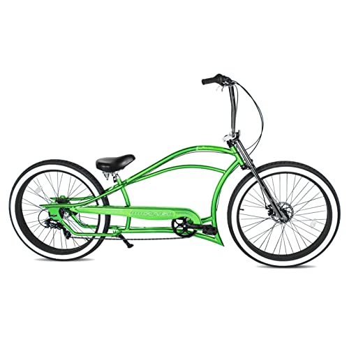 MICARGI Boston GT7 Fat Tire Beach Cruiser Bike 7-Speed Dual Suspension Green