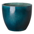 Emissary 22 in. Teal Ceramic Round Planter with Drainage Hole