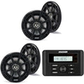 KICKER Marine Gauge-Style Source & 6.5" Powersports Speakers Bundle