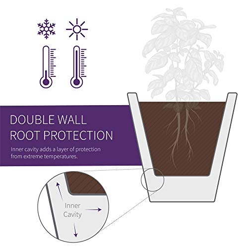 Crescent Garden Madison Planter Double-Walled Plant Pot 34-Inch Mocha