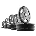 XMark Rubber Coated Olympic Weight Plate Set Black 315 lb Set