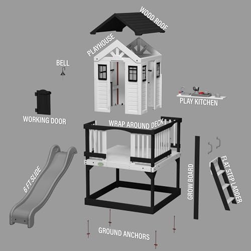Backyard Discovery Sweetwater Heights White Cedar Playhouse with Slide & Ladder