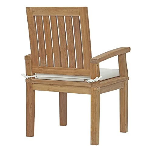 Modway Marina 7-Piece Teak Wood Outdoor Patio Dining Furniture Set Natural White