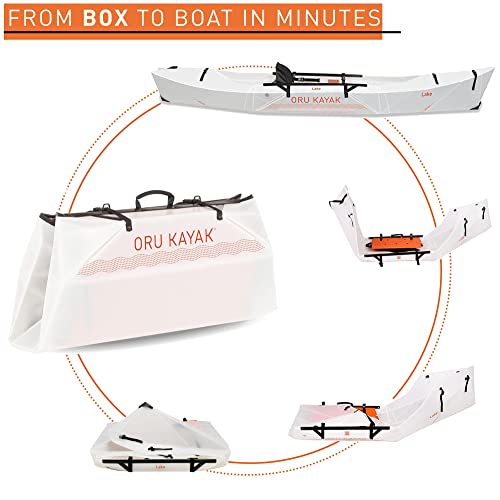 Oru Kayak Lake Pro Bundle | Foldable Kayak, Fiberglass Paddle, Pack, Float Bags, Bottle - White