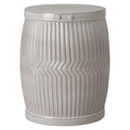 Emissary 22in. H Glossy Glaze Gray Round Stoneware Garden Stool Grey