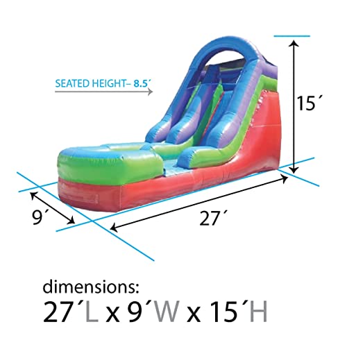 TentandTable Inflatable Water Slide for Kids and Adults, Commercial Grade 27' L x 9' W x 15' H, Retro Rainbow