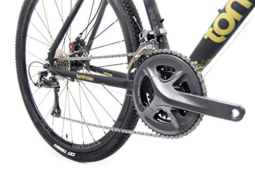 Tommaso Sterrata Sport Performance Aluminum Gravel Bike Carbon Shimano Claris 24 Speeds Road Bicycle Black/Gold