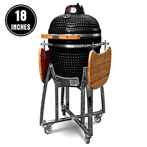 London Sunshine Ceramic Kamado Charcoal BBQ Grill 18 Inch Black