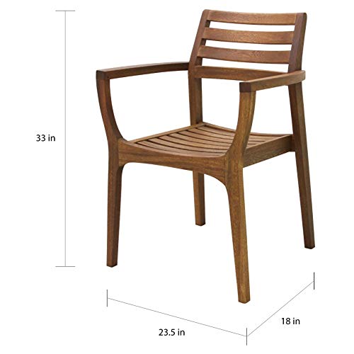 Unknown Eucalyptus Stacking Arm Chairs Set of 4 Brown