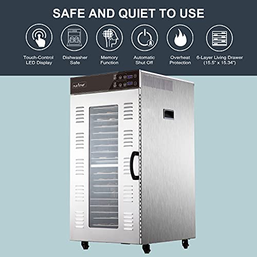 NutriChef Commercial Electric Food Dehydrator Stainless Steel