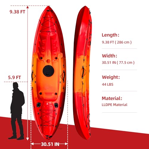 Garvee Fishing Kayaks 9.38FT Sit on Top Kayak for Adults with Paddle Sunset