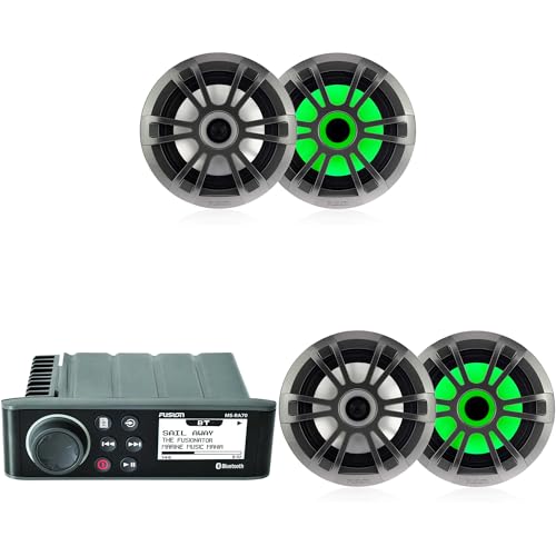 Fusion Marine Entertainment System with Bluetooth & 2 Pairs EL Series 6.5" Speakers, Grey