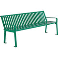 Global Industrial 6 ft Outdoor Park Bench with Back, Vertical Steel Slat Green