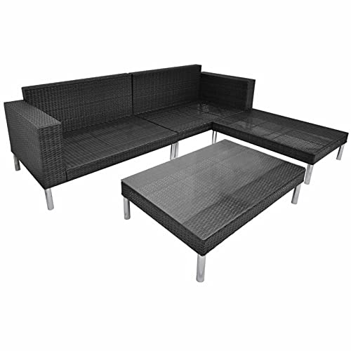 Xinxinxiang 4 Piece Patio Set with Cushions Black