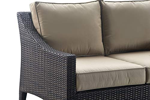 Serta Tahoe Brown Resin Wicker Outdoor Patio Loveseat with Thick Cushion