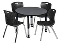 Regency Height Adjustable Mobile Classroom Table Set with 18" Andy Chairs, Grey/Black