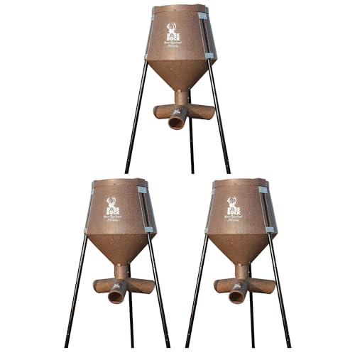 Boss Buck 200 lb Gravity Fed Tripod Feeder for Wildlife - Brown (3 Pack)