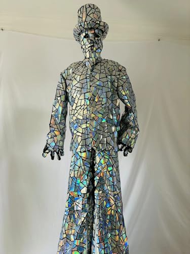 HoHoHuo Silver Mirror Man Performance Costume XLarge