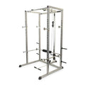 Valor Fitness Power Squat Rack with Lat Pull Attachment and Pull Up Bar Station Black