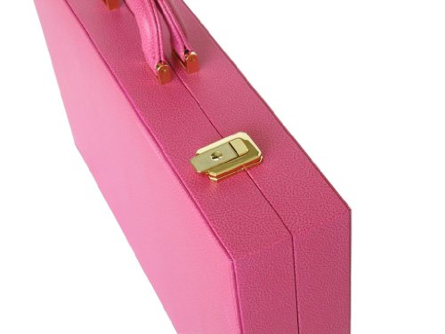 Zaza & Sacci Leather Backgammon Set 20" Attache Case Pink