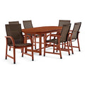Amazonia Bahamas 7 Piece Oval Patio Dining Set Eucalyptus Wood Black