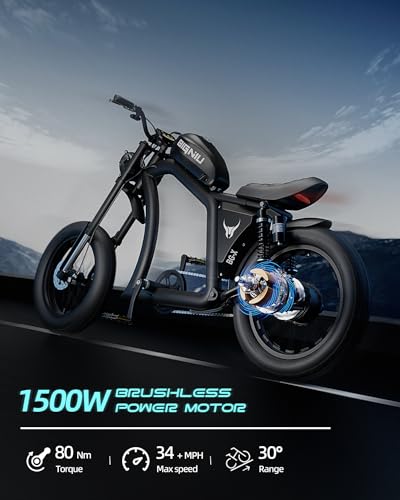 BIGNIU BG-X Electric Bike for Adults 1500W Brushless Motor with 48V/31.5Ah Battery, 34+ MPH Up to 40 Miles Range 20" *5" Fat TireFront/Rear Turn Signal, Dual Suspension Black