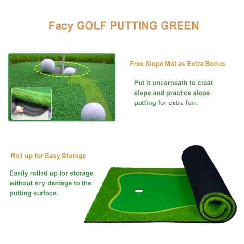 Facy Golf Putting Green Mat Indoor/Outdoor 5X10ft Green