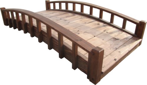 SamsGazebos Japanese Style Arched Wood Garden Bridge 6-Feet Brown