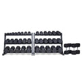 REP FITNESS Rubber Hex Dumbbell Set with Racks Matte Black