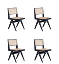 Manhattan Comfort Hamlet Rattan Wicker Cane Side Dining Chair Set of 4 Black/Natural