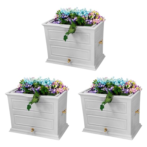Good Ideas Savannah Colonial Style 42 Gallon Rain Saver Barrel with Planter and Brass Spigots Light Gray (3 Pack)
