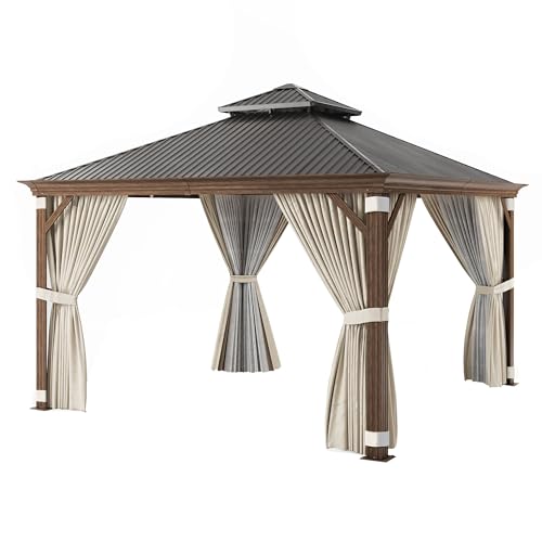 BELLEZE 12x12ft Hardtop Gazebo Brown