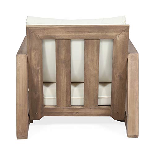 Christopher Knight Home Wesley Outdoor Acacia Wood Club Chairs Set of 2 Brown Beige