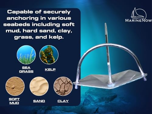 MarineNow Galvanized Shovel Scoop Style Anchor with Roll Bar Silver 55 kg