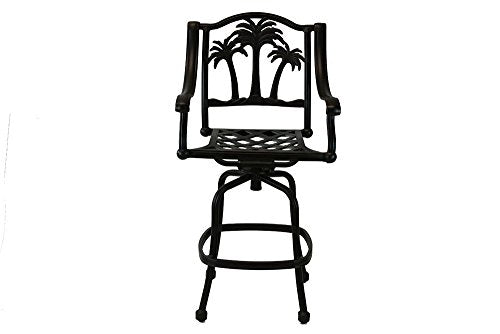 theWorldofpatio Palm Tree Cast Aluminum Powder Coated Barstool Set of 4 Antique Bronze
